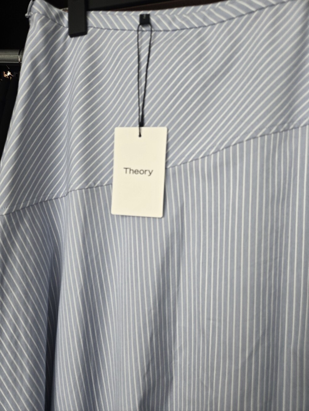 Angled Yoke Skirt in Striped Cotton-Blend - Picture 9 of 11